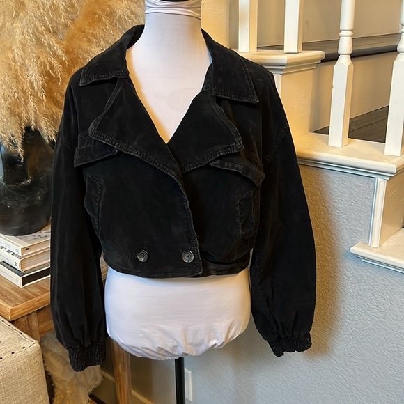 We The Free Sure Thing Bomber Corduroy Black Jacket Size XS - Picture 3 of 9